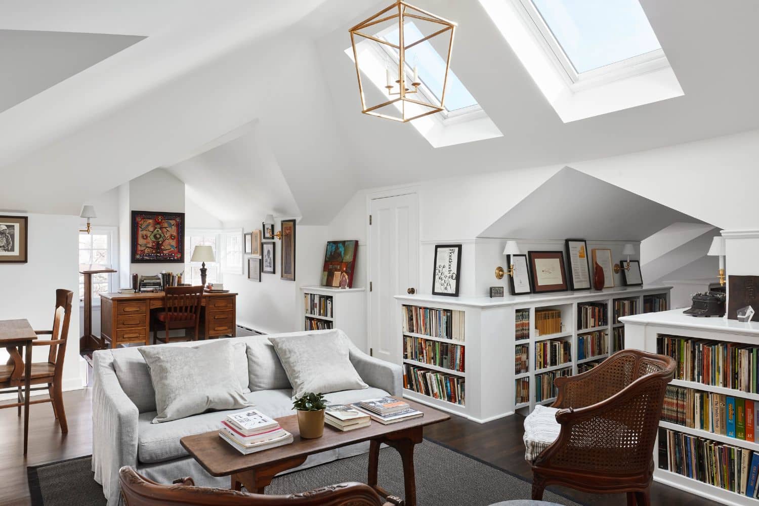 Custom library and seating area in Evanston IL