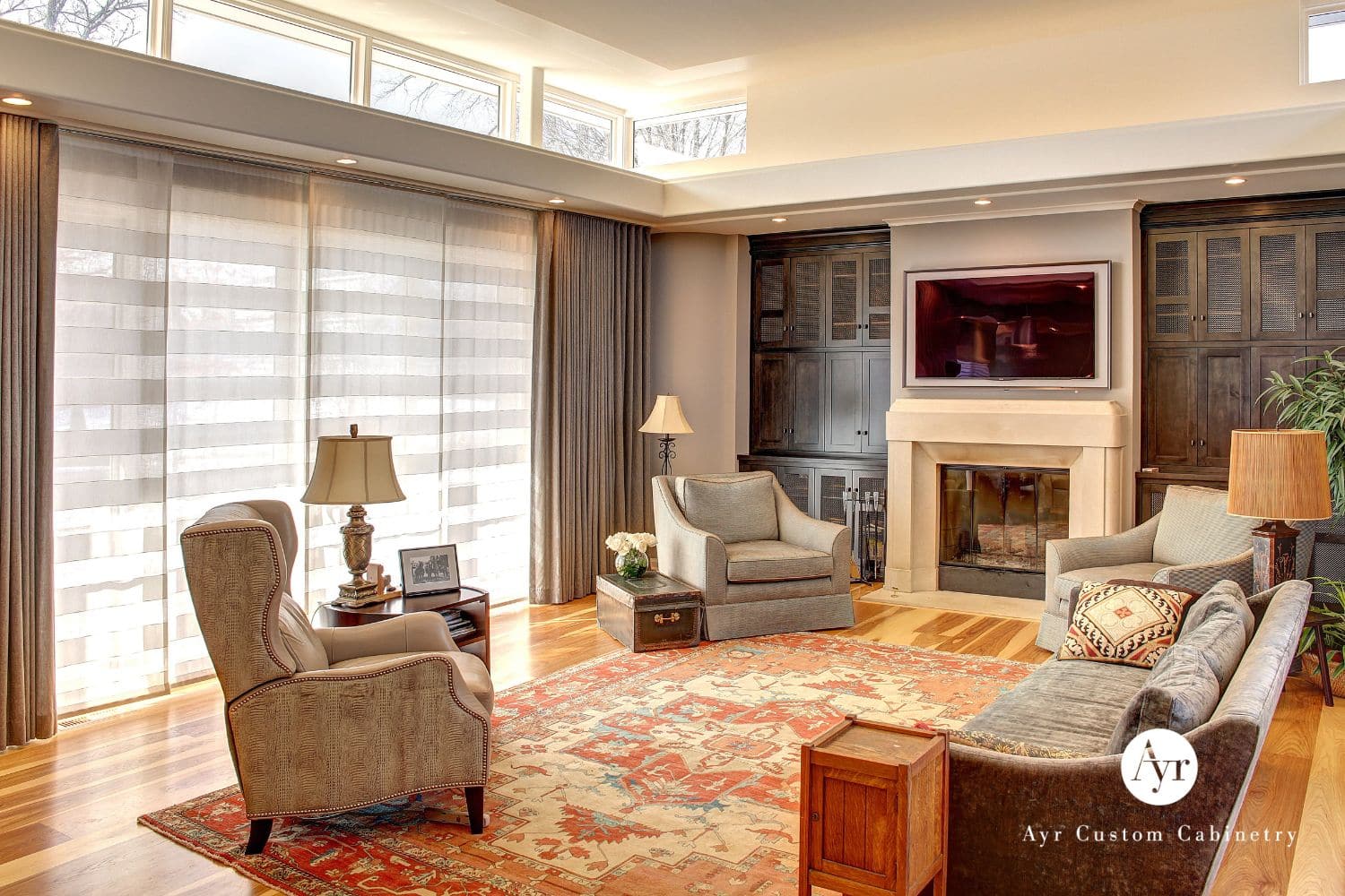 Custom brown living room cabinets in South Bend