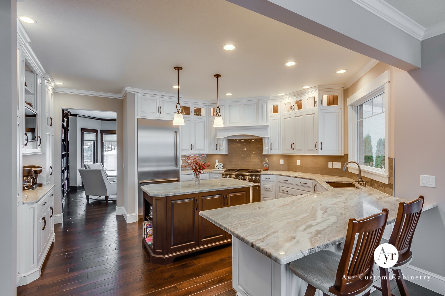 custom kitchen cabinets with an island in middlebury, indiana