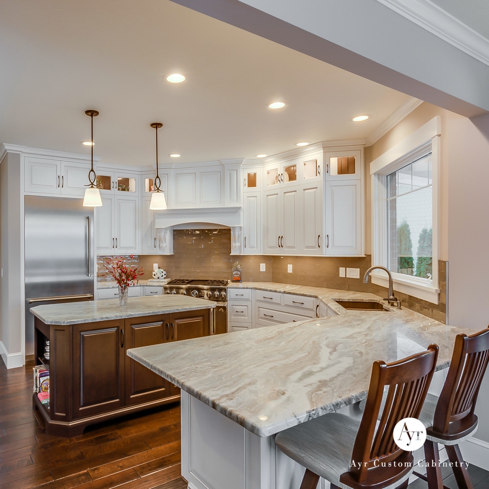 custom kitchen cabinets with an island in middlebury, indiana