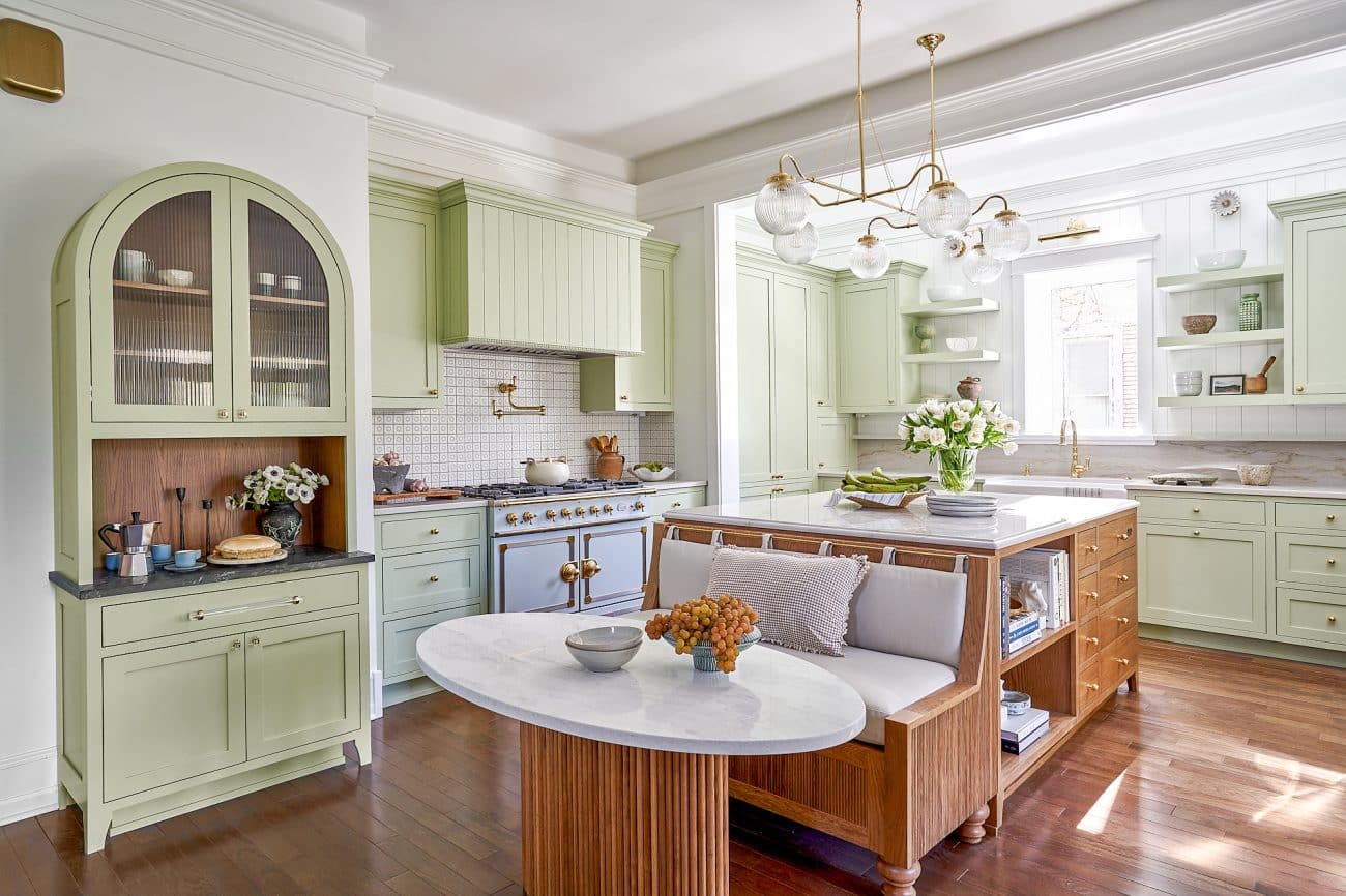 light green kitchen cabinets in evanston