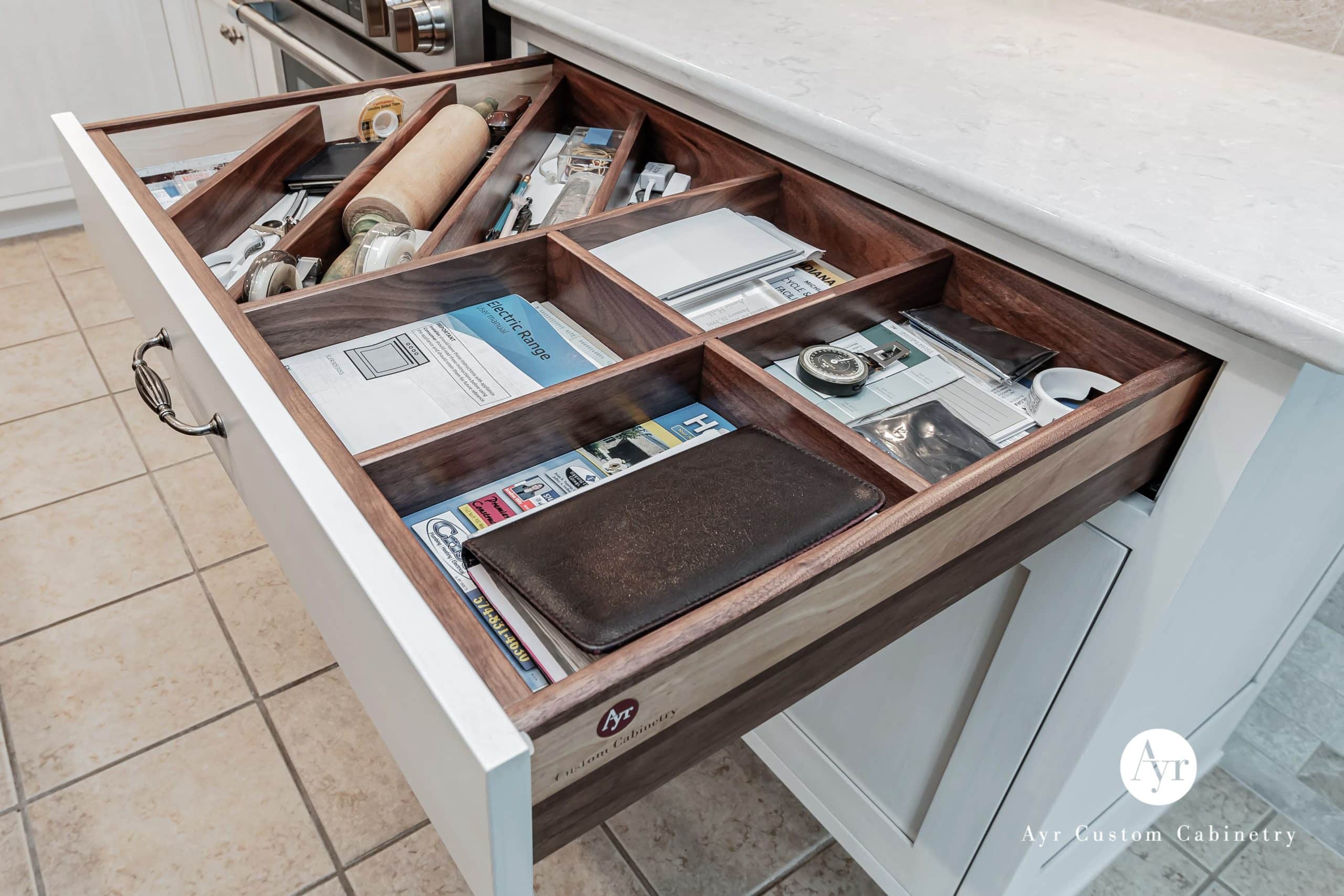 custom kitchen cabinets with custom drawer storage
