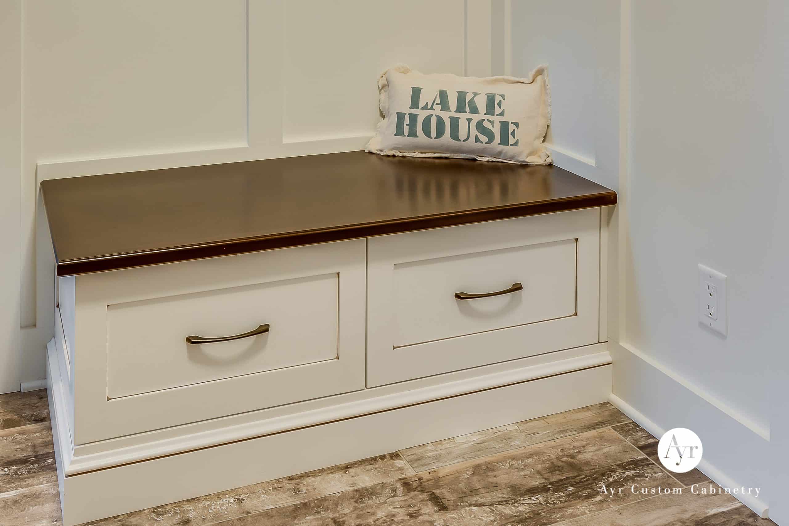 custom mudroom cabinets with wall seat